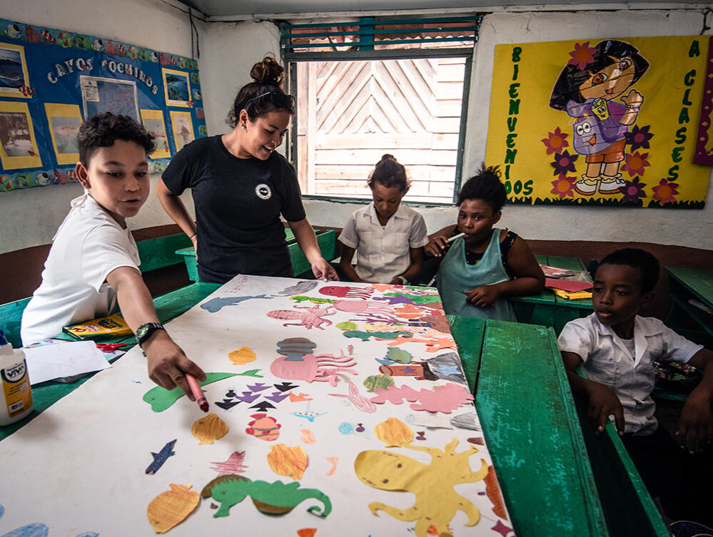Educational Outreach: Volunteers engage with local schoolchildren, inspiring the next generation to become stewards of marine life and protect their coastal environment.