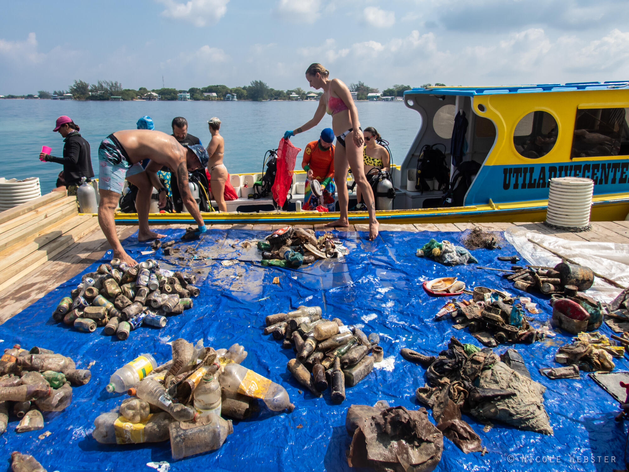 Waste Management Data: After the dive, divers sort and document the trash they collected.